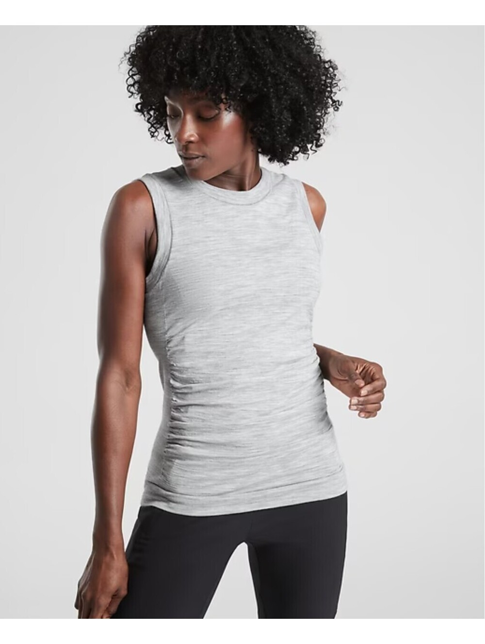 Athleta Foresthill Ascent Seamless Tank Women L Gray Merino Wool Blend Athletic